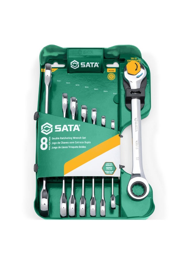 SATA ST08007ASJ 8-Piece Metric Double Ratcheting Wrench Set - Image 1