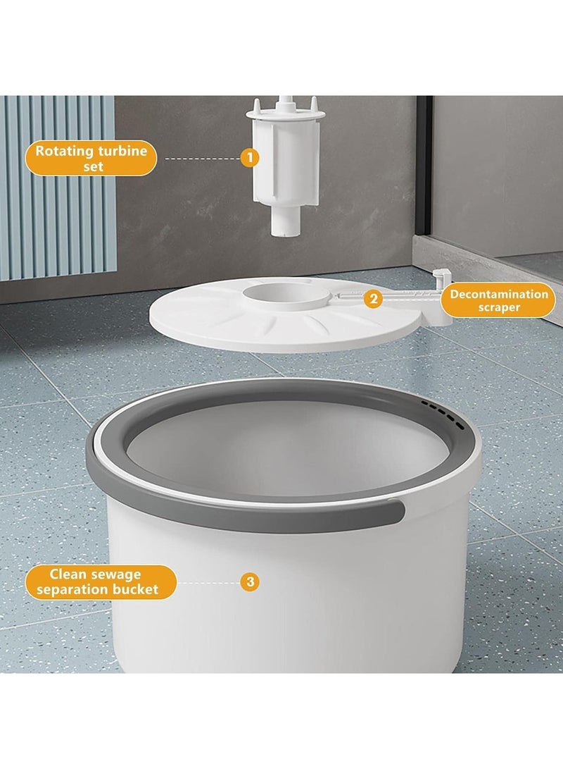 DubaiGallery 1set 1 Bucket+1 Pole+2 Mop Cloth, Mop With Spin Bucket Floor Cleaning Easy To Drain Round Washer Squeegee Wiper Spray Self-squeezer All For Home - Image 3