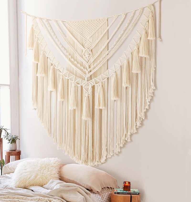 Jakalin Flexible sizing options Large Macrame Wall Hanging 47" Wx 55" L Macrame Wall Decor Boho Handmade Yarn Wall Art Craftsmanship Home Decor Diverse application fit - Image 2