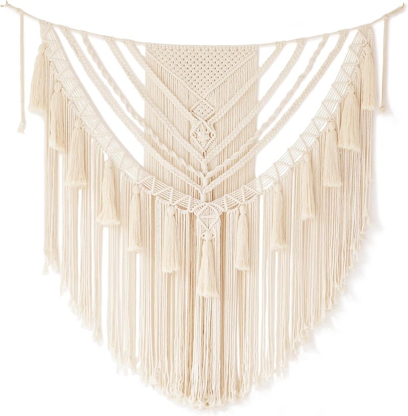 Jakalin Flexible sizing options Large Macrame Wall Hanging 47" Wx 55" L Macrame Wall Decor Boho Handmade Yarn Wall Art Craftsmanship Home Decor Diverse application fit - Image 4