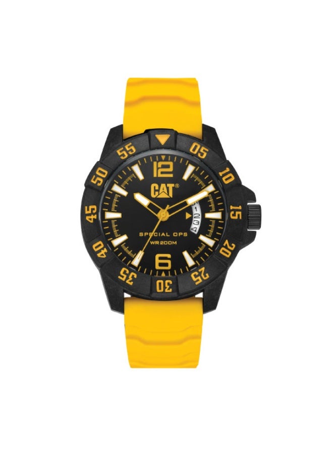 CATERPILLAR ساعة رجال كاتربيلر الخاصة بحزام سيليكون أصفر K4.121.27.137