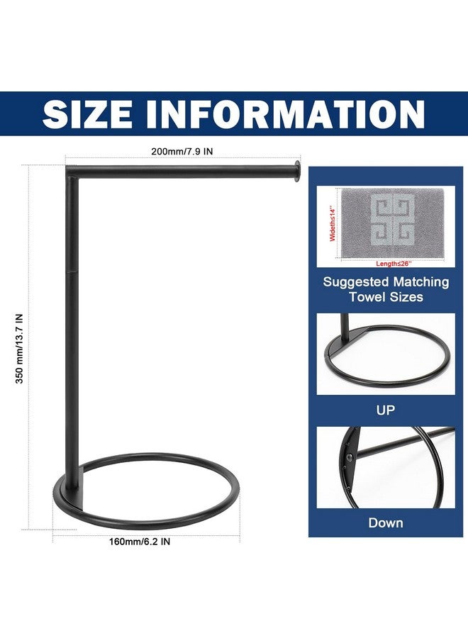 NearMoon Hand Towel Holder Stand, Thicken Metal L Shape Hand Towel Rack, Small Towel Ring, Stable Standing Towel Bar for Bathroom Kitchen Vanity Countertop, 8” L 14” H (Matte Black, 1 Pack) - Image 1