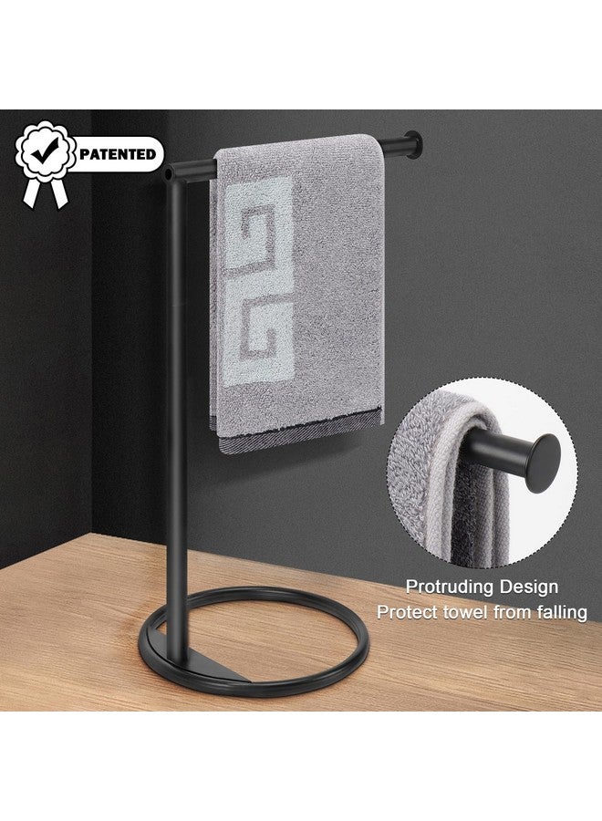 NearMoon Hand Towel Holder Stand, Thicken Metal L Shape Hand Towel Rack, Small Towel Ring, Stable Standing Towel Bar for Bathroom Kitchen Vanity Countertop, 8” L 14” H (Matte Black, 1 Pack) - Image 3