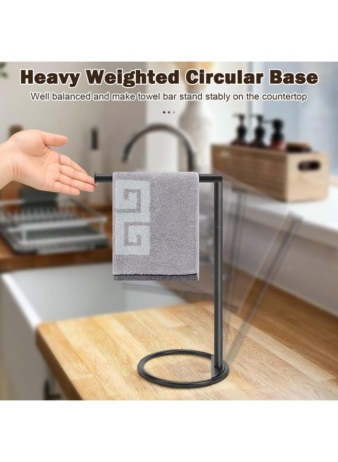 NearMoon Hand Towel Holder Stand, Thicken Metal L Shape Hand Towel Rack, Small Towel Ring, Stable Standing Towel Bar for Bathroom Kitchen Vanity Countertop, 8” L 14” H (Matte Black, 1 Pack) - Image 4