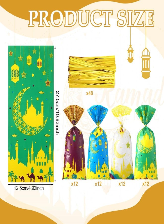 Mooliwe 144 Pcs Ramadan Mubarak Party Favor Gifts Bulk 48 Eid Ramadan Muslim Pencils 48 Mubarak Wristbands 48 Cellophane Gift Bag for Party Decorations Supplies(Chic Style) - Image 4
