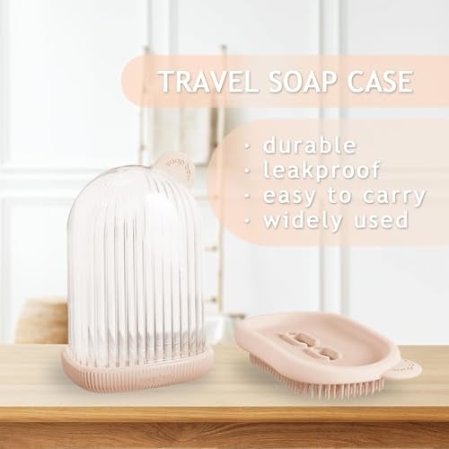 Leawall 2-in-1 Travel Soap Case with Bath Brush | Transparent, Leakproof & Waterproof Soap Holder | Portable Draining Case for Bathroom, Gym, Camping & Outdoor Travel Accessories(2 Pcs) - Image 2