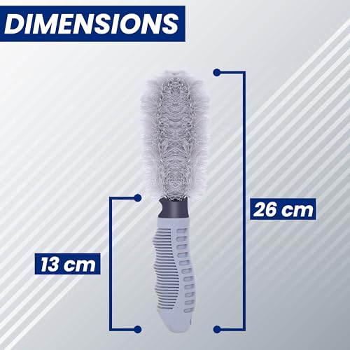 AUTOGUYS Rim Tyre Cleaner Brush Car Cleaning Brush for Rim Cleaning Liquid Nylon Bristles Car Microfiber Duster Tire Rubber Car Accessories – used with Tyre Puncture Kit & Microfiber Cloth (Pack of 2) - Image 4