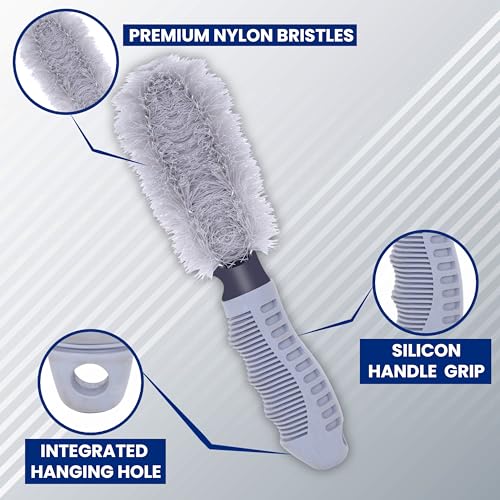 AUTOGUYS Rim Tyre Cleaner Brush Car Cleaning Brush for Rim Cleaning Liquid Nylon Bristles Car Microfiber Duster Tire Rubber Car Accessories – used with Tyre Puncture Kit & Microfiber Cloth (Pack of 2) - Image 3