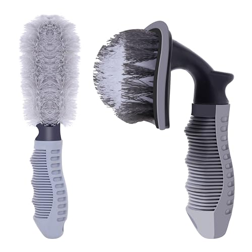 AUTOGUYS Rim Tyre Cleaner Brush Car Cleaning Brush for Rim Cleaning Liquid Nylon Bristles Car Microfiber Duster Tire Rubber Car Accessories – used with Tyre Puncture Kit & Microfiber Cloth (Pack of 2) - Image 1