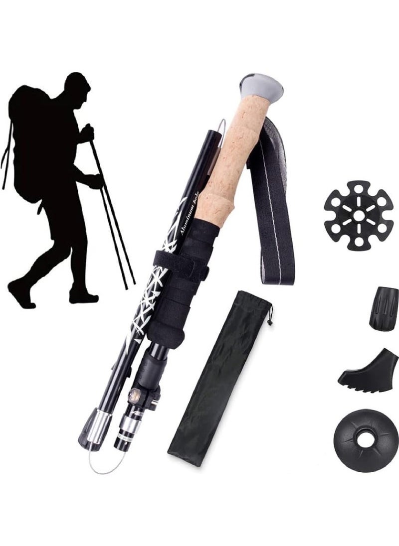 Captaintech Trekking Poles - 1Pcs Collapsible Hiking Poles Adjustable Aluminum 7075 Walking Poles Trekking Sticks with Quick Lock System Lightweight Walking Sticks for Hiking Camping Outdoor  - Image 1