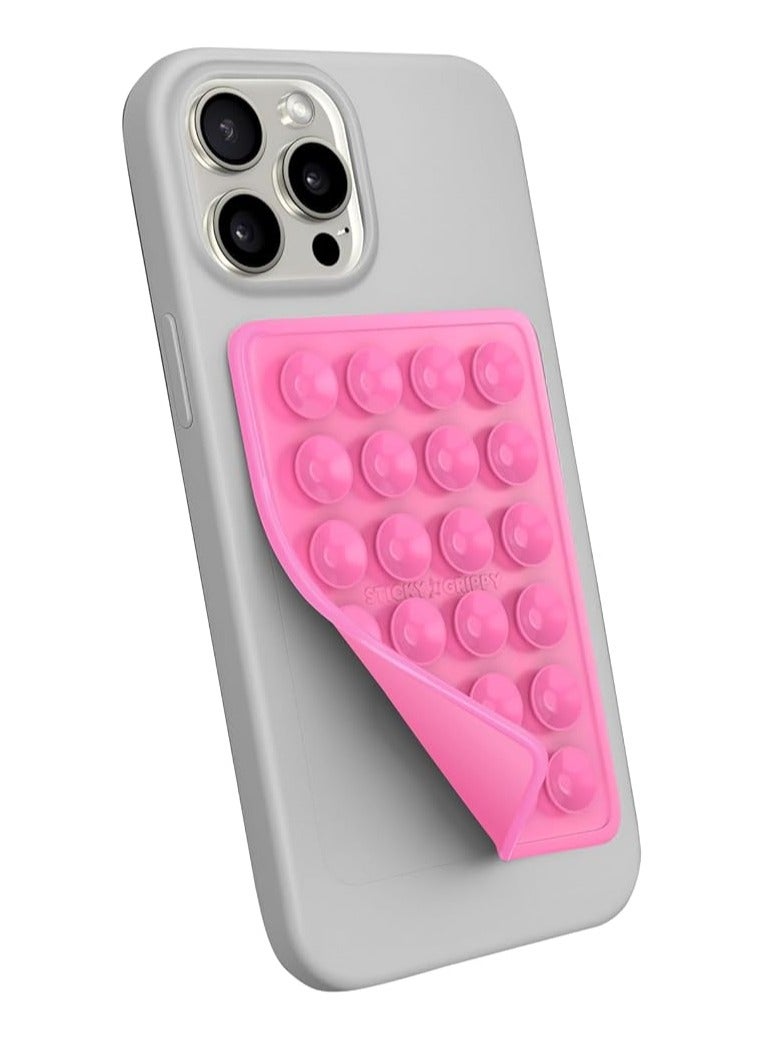StickyGrippy Suction Phone Case Mount, Sillicon Adhesive Phone Accessory for iPhone and Android, Hands-Free Fidget Toy Mirror Shower Phone Holder, Tiktok Videos and Selfies (Bubble Gum) - Image 3