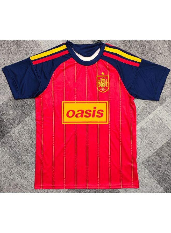 National Team Oasis Collaboration Printed Football Jersey Spain England Trendy Thai Version Jersey