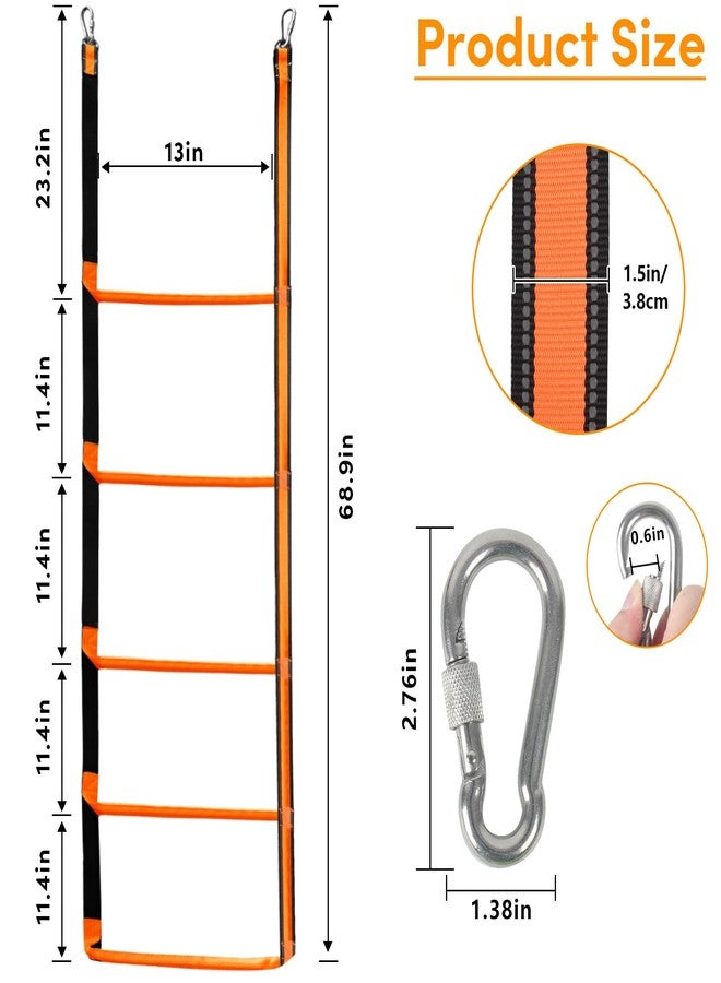 ORLANG 5-Step Boat Rope Ladder - Heavy Duty Assist Boarding Marine Rope Ladder - Portable Foldable Boat Ladders for Inflatable Boats, Kayaks, Motorboats, Canoes - Includes Storage Bag (Orange) - Image 2