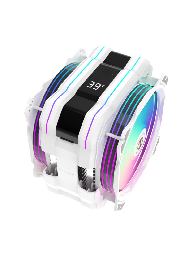 M120D Plus CPU Cooler with Temperature Display, Dual ARGB PWM 120mm Fans, Compatible with Intel LGA 1700/1200/115X/2011/2066/1366 and AMD AM4/AM5. - Image 1