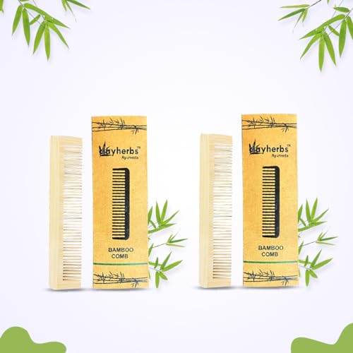 Clayherbs Bamboo Comb | Handmade Comb | Pocket Size Comb | Sleek & Easy Combing | Travel Friendly Wooden Comb | Anti Static Comb for Hair Growth (Pack-2, Bamboo) - Image 2