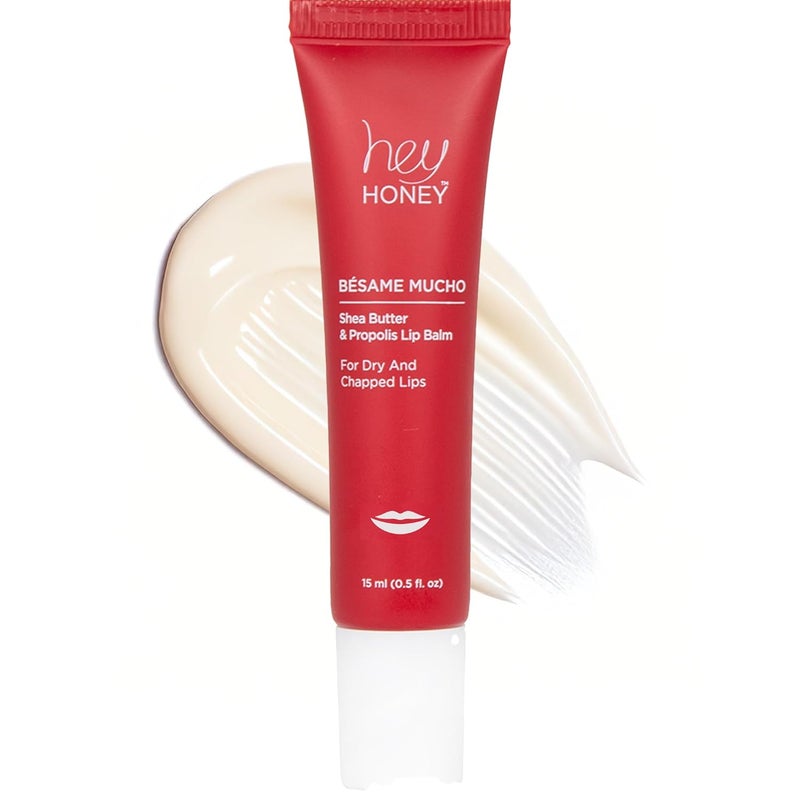 Hey Honey Skincare Bsame Mucho Shea Butter  Propolis Lip Balm  Intensive Hydration for Dry Chapped Lips Natural Moisturizing Lip Repair Treatment  05 oz