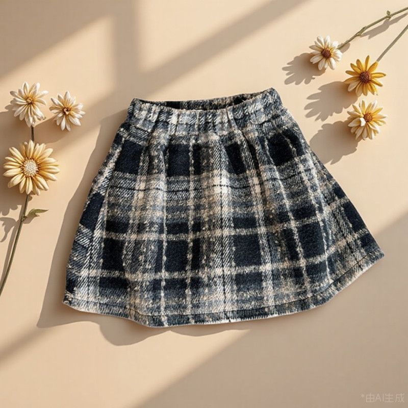 [Shop Selling] Girls Pleated Skirt Children'S Red Christmas Wool Skirt - Image 1