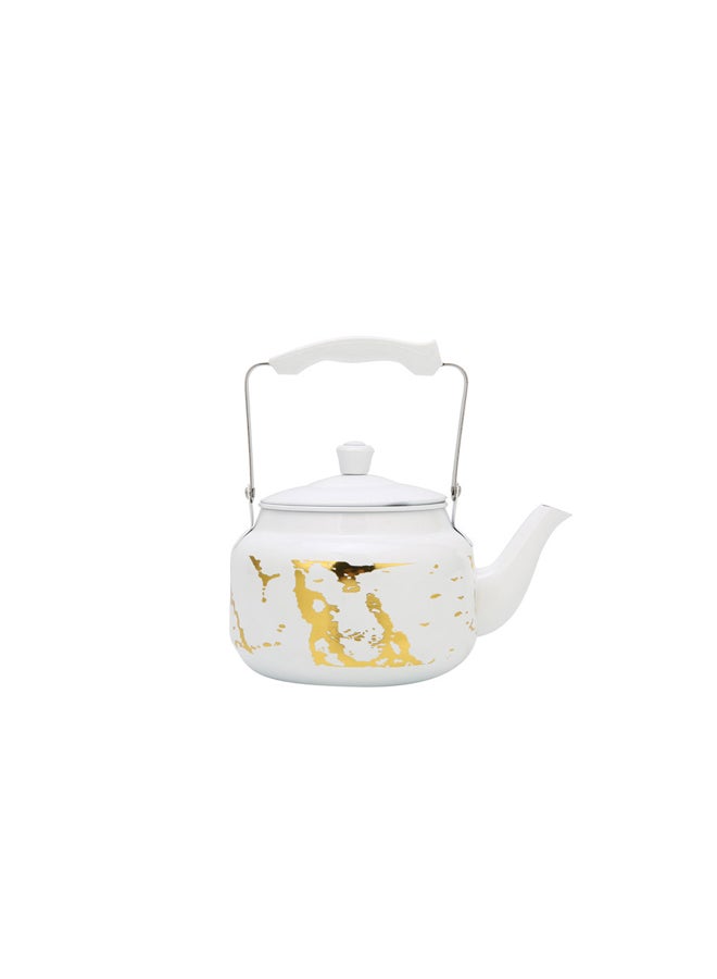 AL SANIDI Ceramic coated tea pot, Stainless steel teapot, White, 2.1 L - Image 3