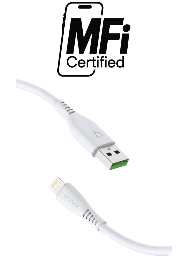 Totulife FLEX Series Cable Lightning 3.0A 1M - White  - Image 1