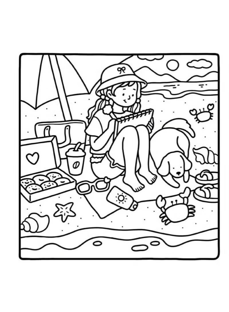 Cococ Cute and Cozy Coloring Book Gift Box Set (9 Books,  Including 4 Colored Crayons), Cozy Moments, Life Corners, Stylish Vibes, Little Corners — Thick Paper to Relieve Stress for Adults and Children, Suitable for Early Learning for Children Ages 3-8 (An Ideal Gift) - Image 5