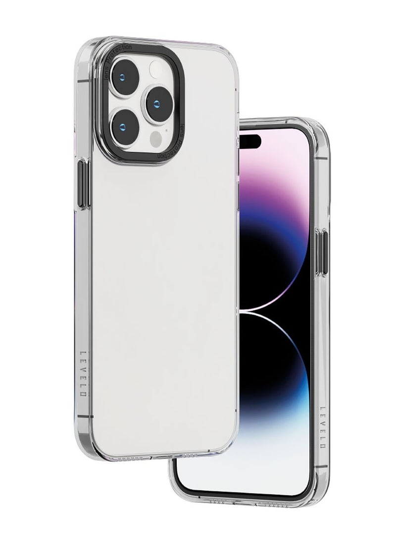 LEVELO Sensa Clear Back Case For iPhone 14 Pro - Clear/Gray - Image 2