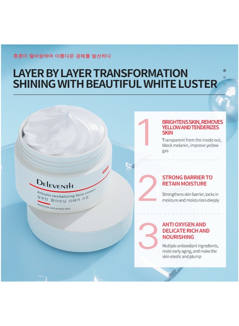 DEleventh Korean Brand α-Arbutin Revitalizing Face Cream 30g / with Vitamin C and Sodium Hyaluronate for a Brighter, Even-Toned Complexion and Deep Hydration - Image 3