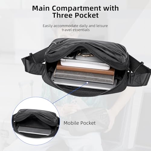 Golden Wolf Chest Bag for Men 2L Sling Bag for Mobile Phone Passport Crossbody Bags Sleek Side Bag Water-Resistant Fanny Pack for Office Casual Daily Use - Image 3
