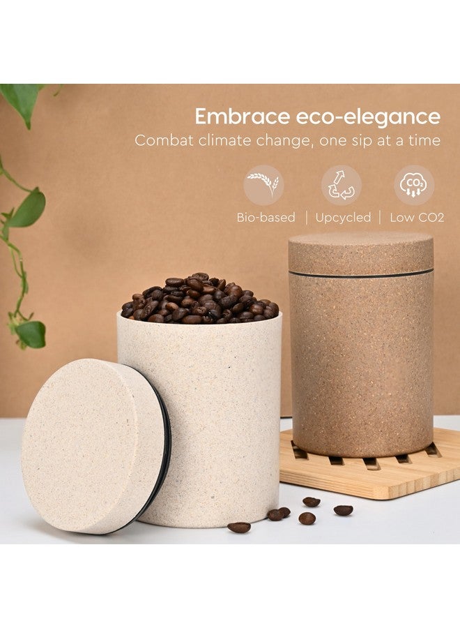 Eha Earth Friendly Canister With Air Tight Lid | Food Storage Container Jars Set Of 2 | Made With Rice Husk And Bamboo Fibers | 700Ml | Sand Castle-Tortilla,Multicolor - Image 3
