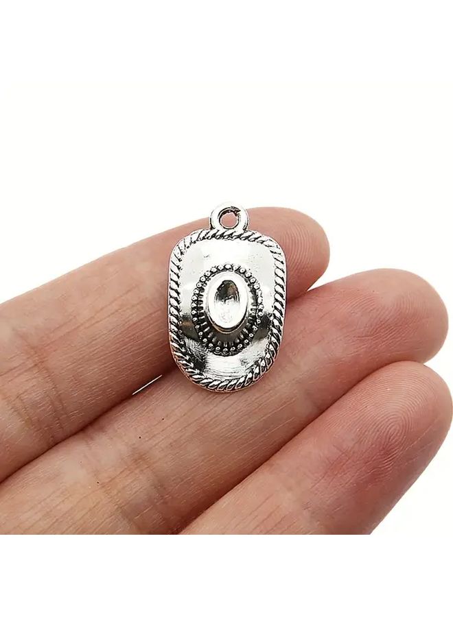 Vintage Cowboy Hat Alloy Jewelry Set 10 Pcs for Necklace Bracelet Earrings DIY - Image 1