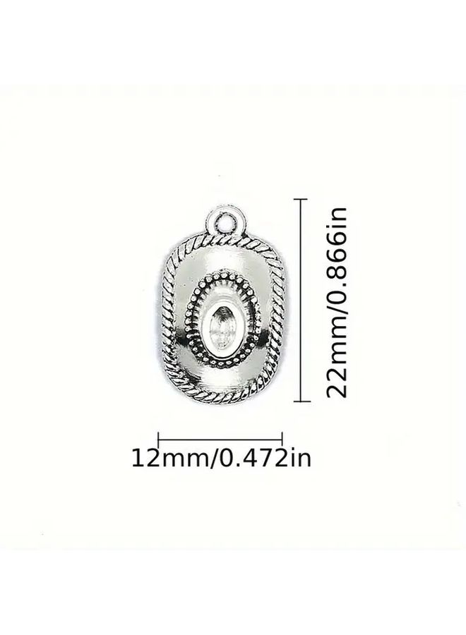 Vintage Cowboy Hat Alloy Jewelry Set 10 Pcs for Necklace Bracelet Earrings DIY - Image 4