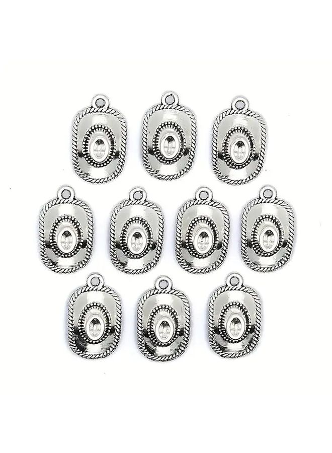 Vintage Cowboy Hat Alloy Jewelry Set 10 Pcs for Necklace Bracelet Earrings DIY - Image 5