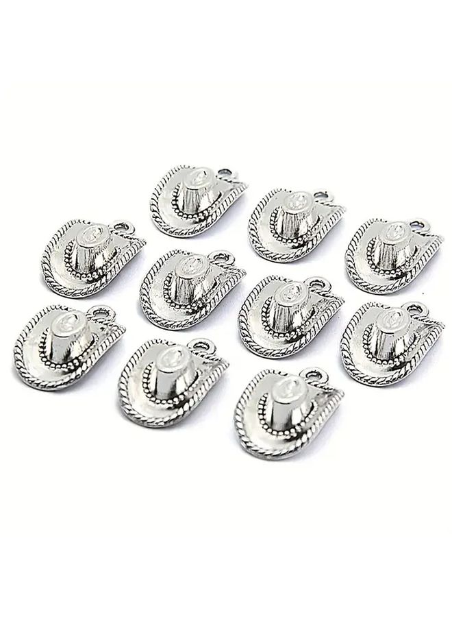 Vintage Cowboy Hat Alloy Jewelry Set 10 Pcs for Necklace Bracelet Earrings DIY - Image 3