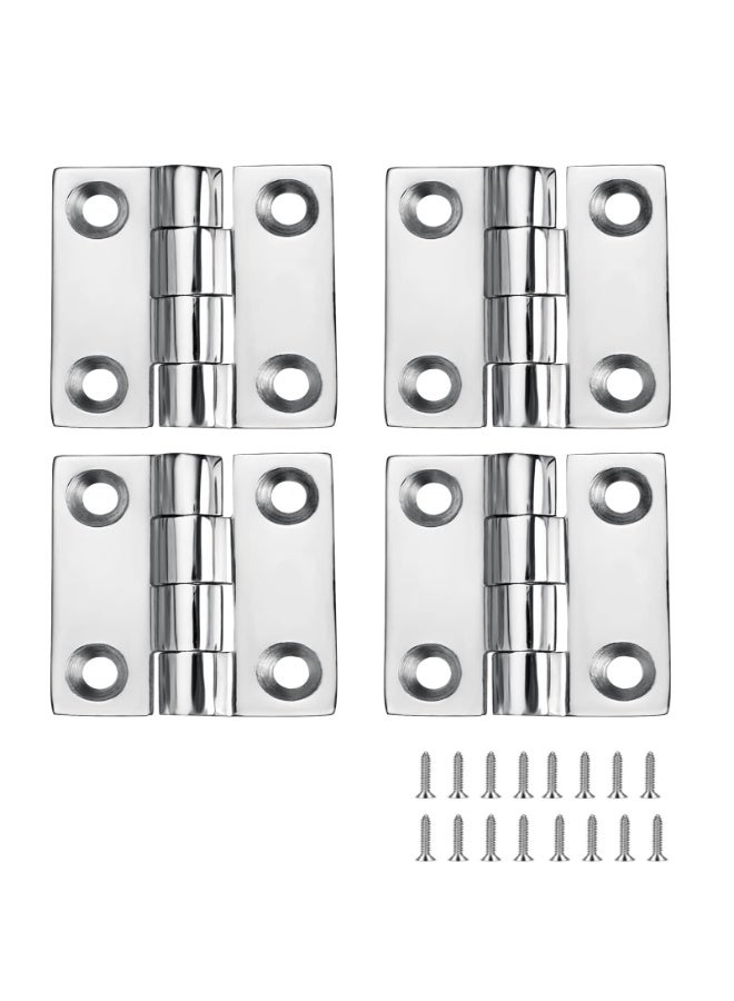 Stainless Steel Boat Hinges Marine Grade Hinges, 1.5 inch x 1.5 inches (38mm X 38 mm), No Noise, Heavy Duty 316 Stainless Steel with Screws (4 PCS) - Image 1