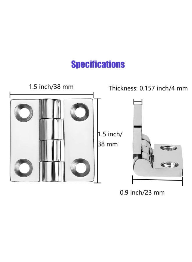 Stainless Steel Boat Hinges Marine Grade Hinges, 1.5 inch x 1.5 inches (38mm X 38 mm), No Noise, Heavy Duty 316 Stainless Steel with Screws (4 PCS) - Image 2