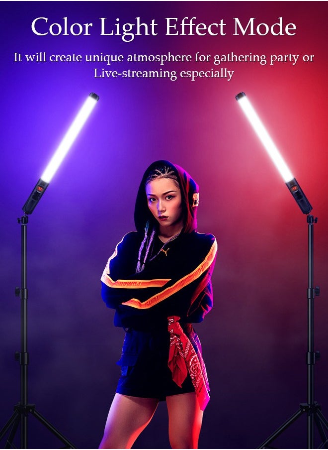DUNISO Handheld RGB Tube Light with 2m Tripod LED Video Light Wand 3200K-5500K Dimmable 9 Colorful Lighting Effects for Vlog Live Streaming Product Portrait Photography  - Image 5
