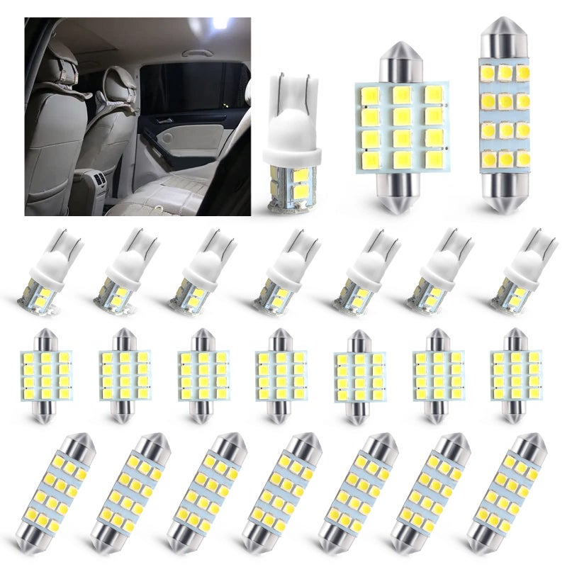 stymart 24 PCS Interior Car Lights Dome Light Car Bulb Kit Set T10 31mm 41mm LED Interior Replacement Bulbs for Car Interior Lights Dome Lights Plate Lights Map Lights Door Lights License