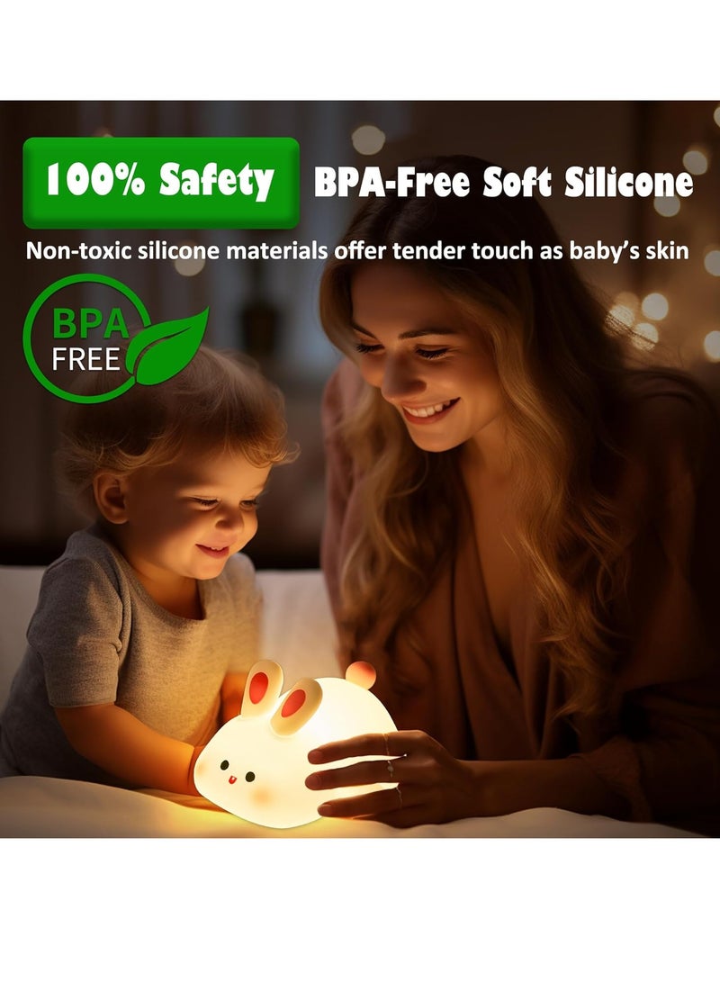 Gonice Big Face Rabbit Night Light for Kids Cute Lamp, Cute Bunny Gifts,Rechargeable Silicone Rabbit Lamp for Kids Night Light,Baby Night Light Kawaii Room Decor Cute Gifts for Girls - Image 4