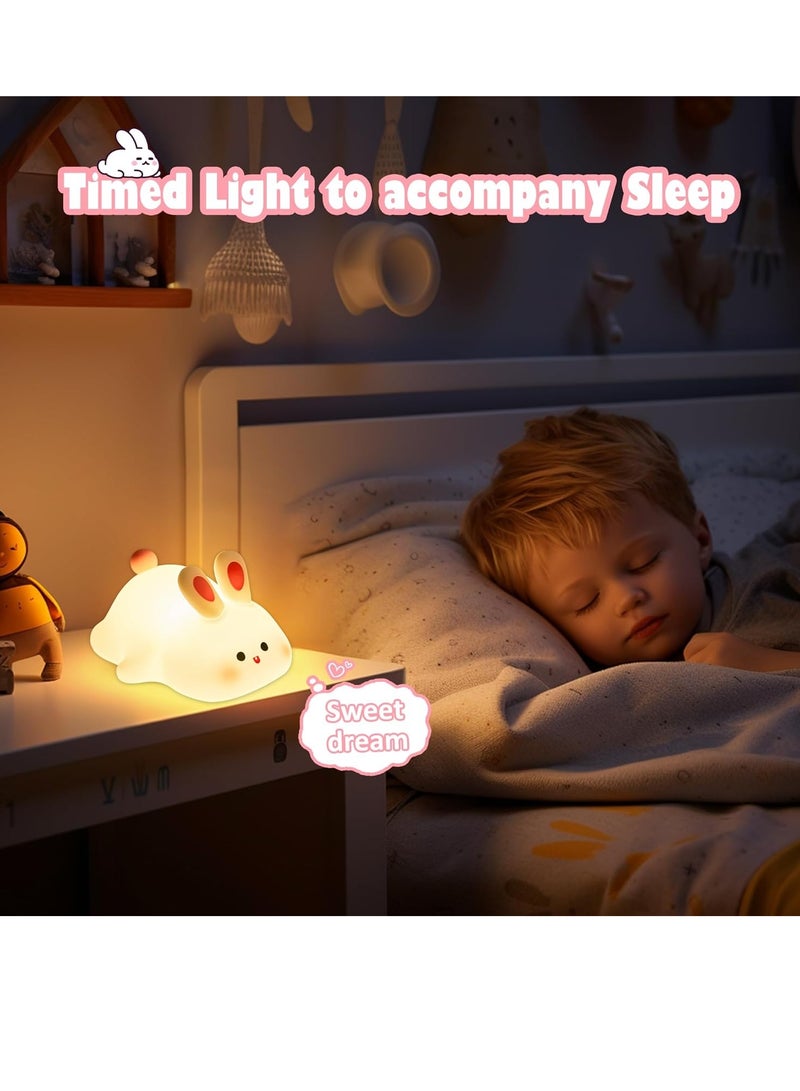 Gonice Big Face Rabbit Night Light for Kids Cute Lamp, Cute Bunny Gifts,Rechargeable Silicone Rabbit Lamp for Kids Night Light,Baby Night Light Kawaii Room Decor Cute Gifts for Girls - Image 3