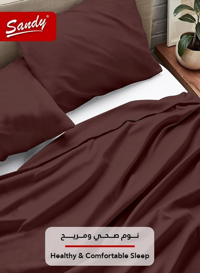 ساندي طقم شرشف سرير ساندي فاخر بجودة الفنادق مع أغطية وسادة، طقم من 3 قطع، شديد النعومة وجيد التهوية وبارد, مقاس دبل مفرد ونص 243 × 205 سم, بني عودي - Image 5