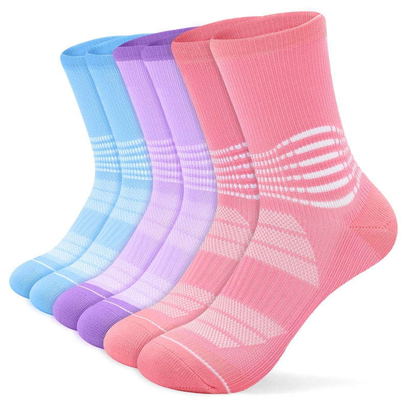 IRAMY Crew Compression Socks for Women Men with Ankle Arch Support Plantar Fasciitis Relief 3 Pairs - Image 1