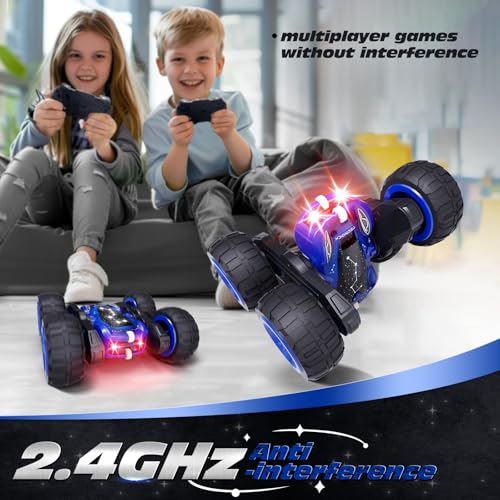 Tecnock Remote Control Car, 2.4GHz RC Cars with USB-C Easy Charging, 4WD Double Sided 360° Rotates and Flips RC Stunt Car, Toys Gift for Boys and Girls Ages 6-8, 8-12 - Image 5