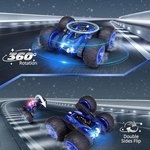 Tecnock Remote Control Car, 2.4GHz RC Cars with USB-C Easy Charging, 4WD Double Sided 360° Rotates and Flips RC Stunt Car, Toys Gift for Boys and Girls Ages 6-8, 8-12 - Image 4