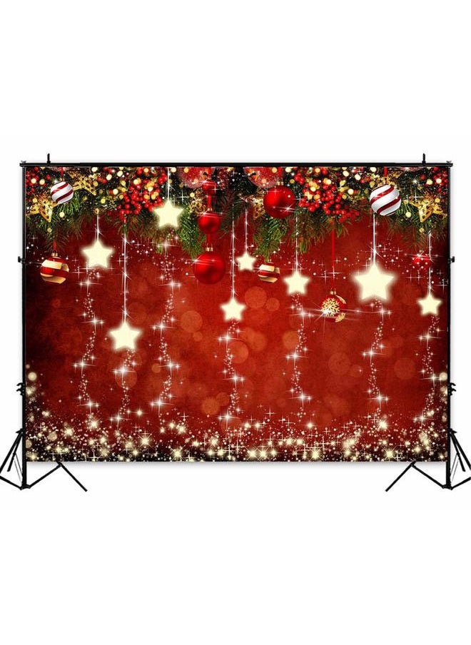 Qian Red Christmas Theme Sparkling Photography Backdrops Snowflake Xmas Ball 5x3ft Happy New Year Family Party Decoration Photo Star Background Kids Newborn Portrait Photo Booth Studio Props Banner  - Image 3