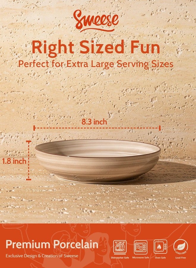 Sweese 6-Pack Ceramic Pasta Bowls, Neutral Extra Large 30 Fl Oz Durable Professional Grade - Image 2