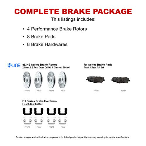 R1 Concepts Front Rear Brakes and Rotors Kit |Front Rear Brake Pads| Brake Rotors and Pads| Ceramic Brake Pads and Rotors |Hardware Kit|fits 2007-2013 BMW 328i, 2008-2010 BMW 323i - Image 3