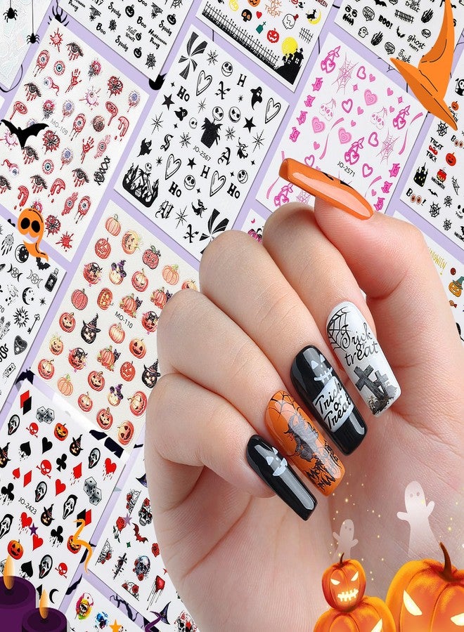 AIMEILI Halloween Nail Stickers - 3D Designs: Ghost, Skull, Spider, Pumpkin - DIY Holiday Nail Art, 30 Sheets - Image 4