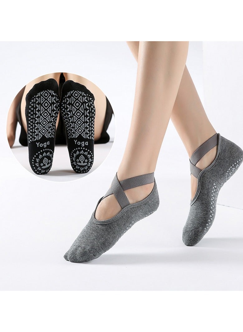 3 Pairs Yoga Socks for Women Yoga Ballet Dance Non-slip Socks with Grip Straps - Image 2