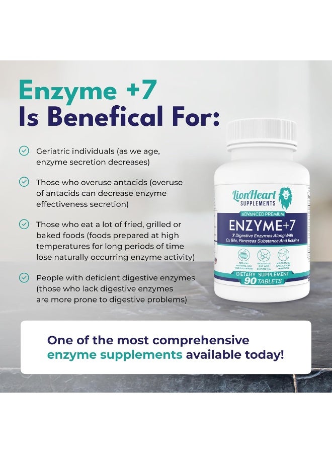 LionHeart Supplements Digestive Enzymes Supplement - Includes Purified Ox Bile Salts - Tablets for No Gallbladder Sufferers - Enzyme for Digestion & Gas Relief - Helps Bloating, Acid Reflux, Constipation & Repair Leaky Gut - Image 4