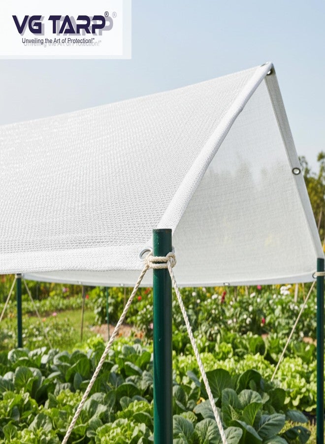 VG TARP شبكة تظليل بيضاء من VG TARP، حماية من الأشعة فوق البنفسجية بنسبة 90% (10 أقدام × 16 قدمًا) | شبكة تظليل متينة وجيدة التهوية مع حلقات معدنية في كل زاوية | للحديقة، والدفيئة، والشرفة، والتراس، والنباتات، وتغطية المساحات الخارجية - Image 2