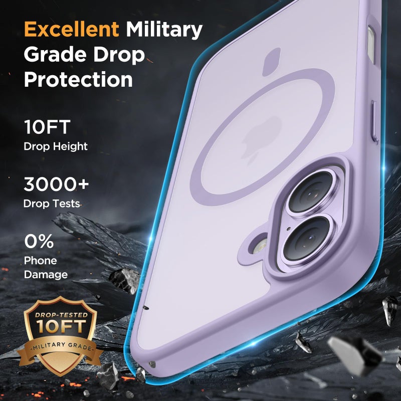 Miracase Magnetic for iPhone 17 Case (Compatible with MagSafe) with Screen Protector Military-Grade Protection, Anti-Fingerprint Translucent Matte Phone Cover for iPhone 17 6.3 inch, Light Purple - Image 4